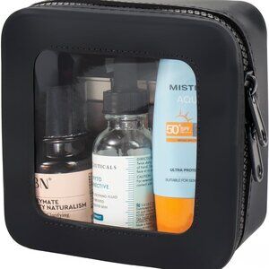 Small Clear Makeup Bag for Women, Mini Silicone Pouch Travel Cosmetic Case Water